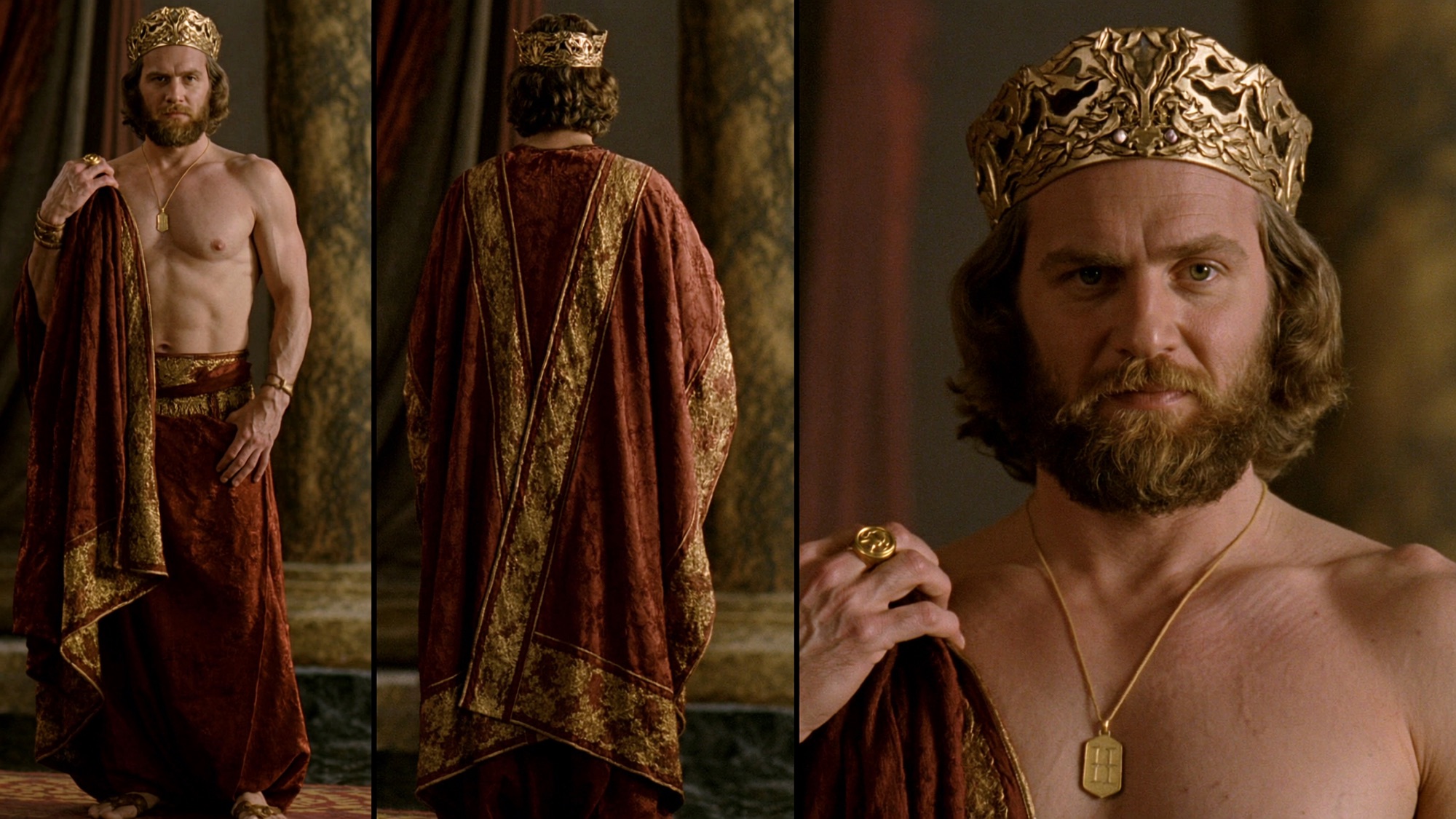 King Midas portrait — the actor in costume, framed for brand mark reference.