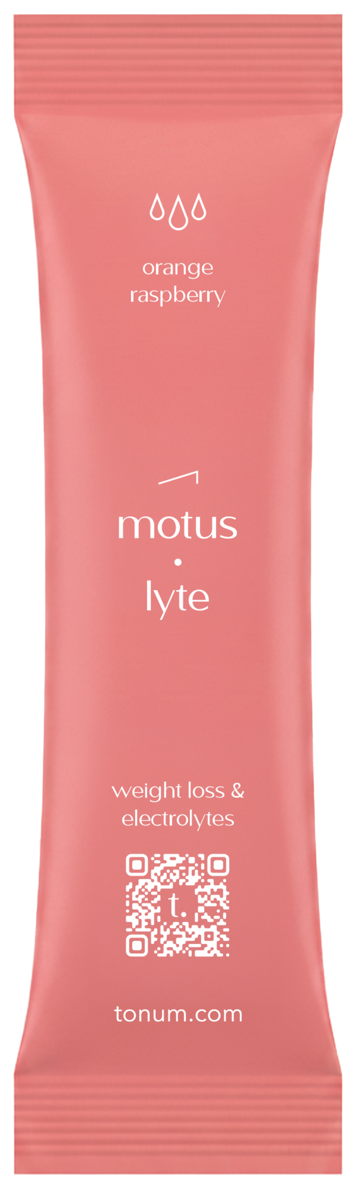 Motus Drink Mix — Orange Raspberry, front-facing product render.